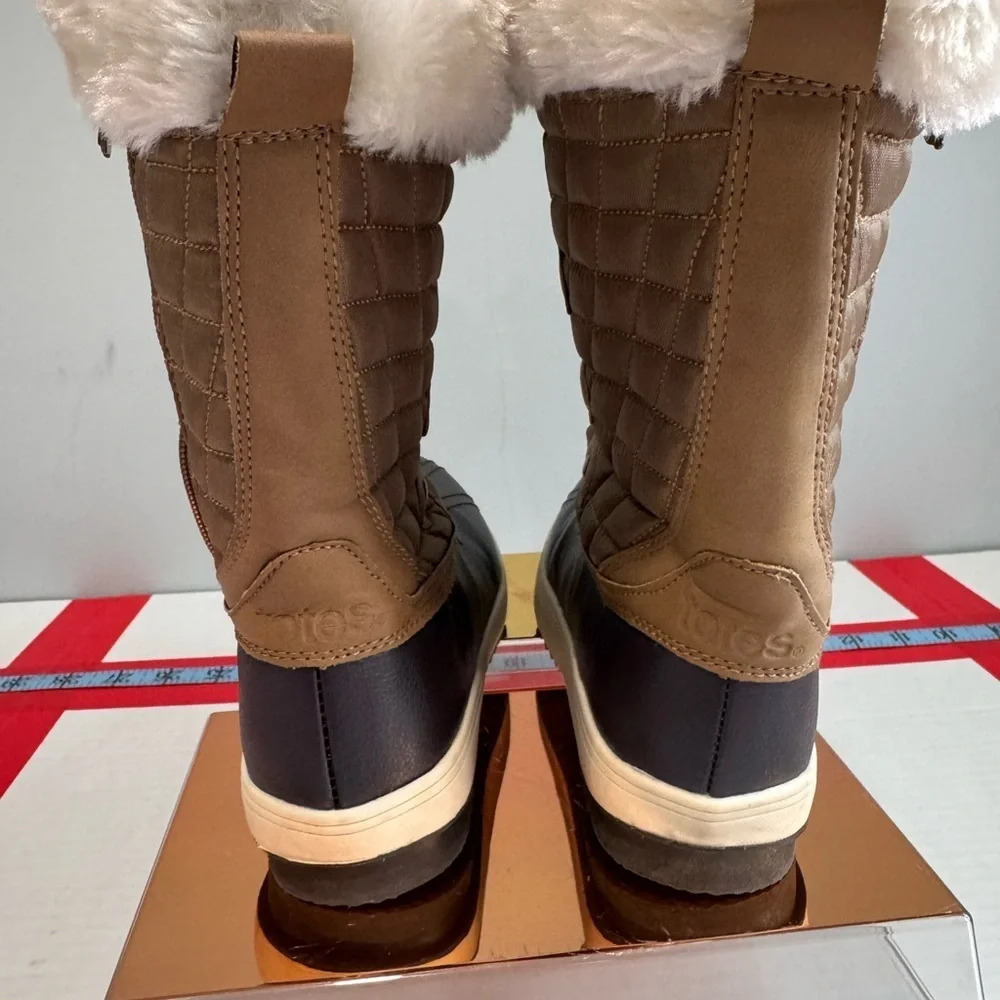 totes Quilted Brown and Black Kids Boots